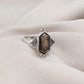 Smoky Quartz Sterling Silver Ring: Hexagon Gemstone, Boho Jewelry