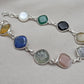 Multi Gemstone Bracelet 925 Sterling Silver Colorful Statement Bracelet