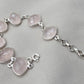 925 Sterling Silver Rose Quartz Natural Gemstone Link Bracelet Handmade Jewelry Gift for Her