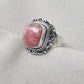 Handmade Rhodochrosite Sterling Silver Ring: Boho October Birthstone