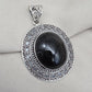 925 Sterling Silver Natural Black Onyx Silver Pendant Oval Cabochon Handmade Gemstone Jewelry