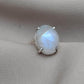Rainbow Moonstone Ring: 925 Sterling Silver, Handmade Boho Jewelry june birthstone