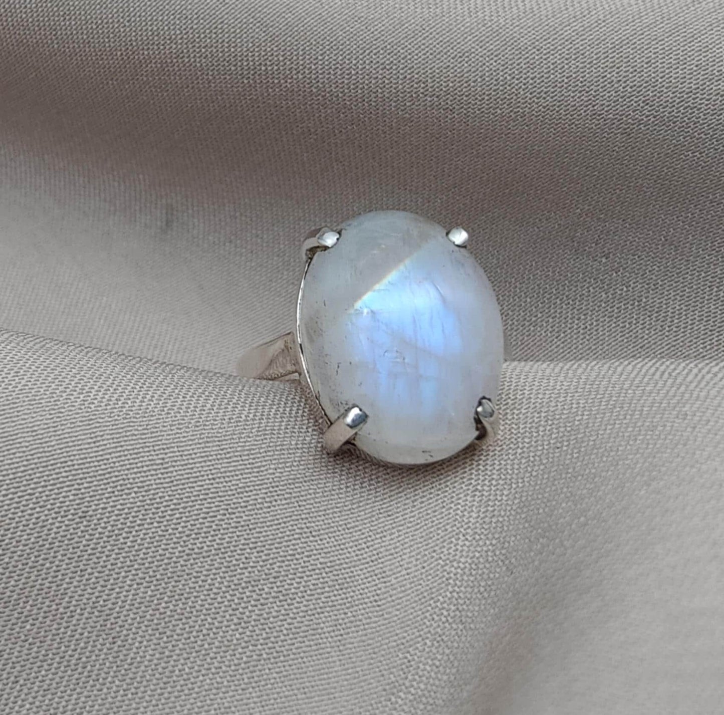 Rainbow Moonstone Ring: 925 Sterling Silver, Handmade Boho Jewelry june birthstone