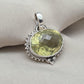 Lemon Quartz Pendant: Oval Faceted Cut 925 Sterling Silver Necklace Handmade Jewelry