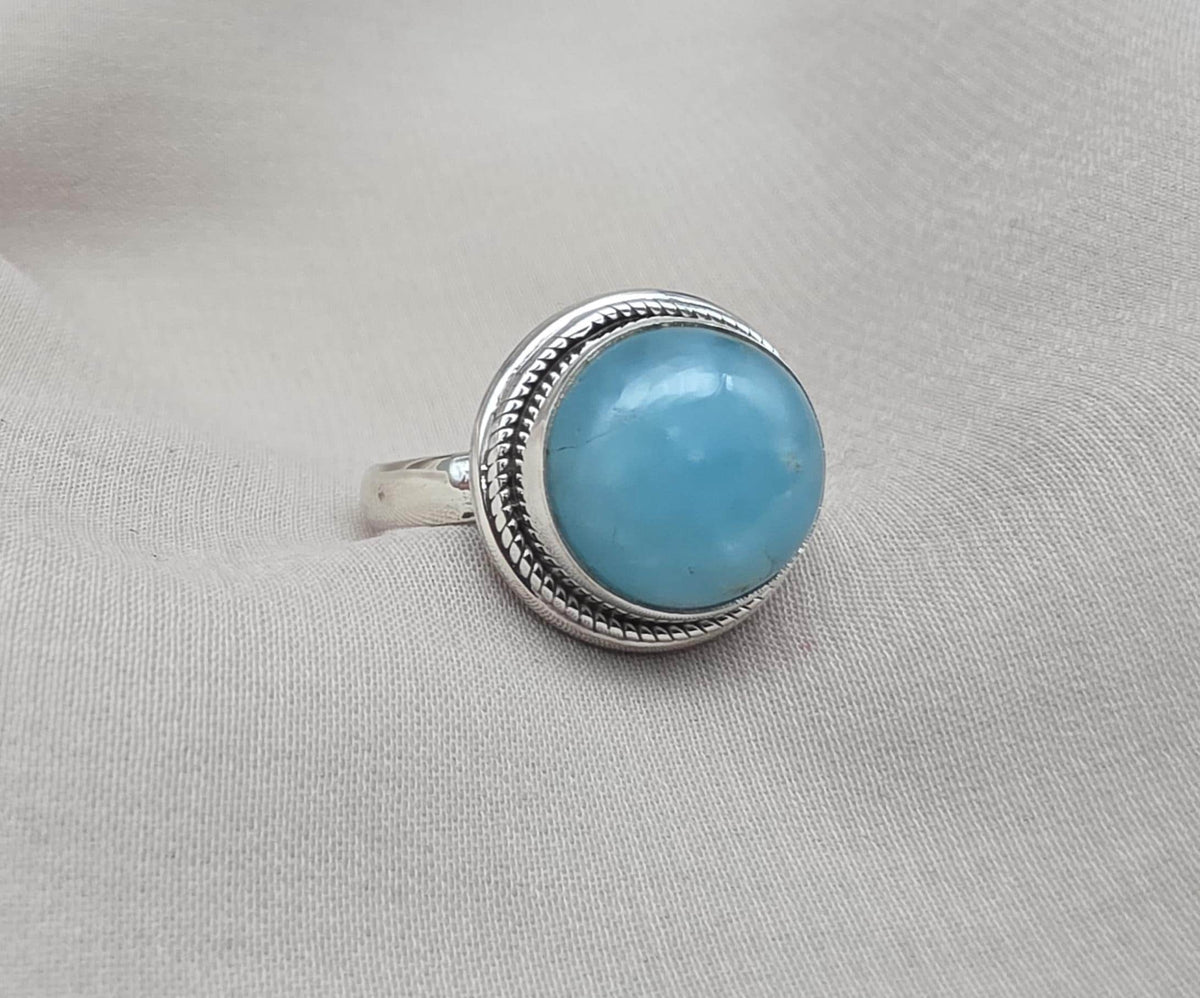 925 Sterling Silver Smithsonite Ring Natural Blue Gemstone Handmade Statement Ring