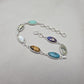 925 Sterling Silver Boho Bracelet Multi Gemstone Colorful Statement Jewelry
