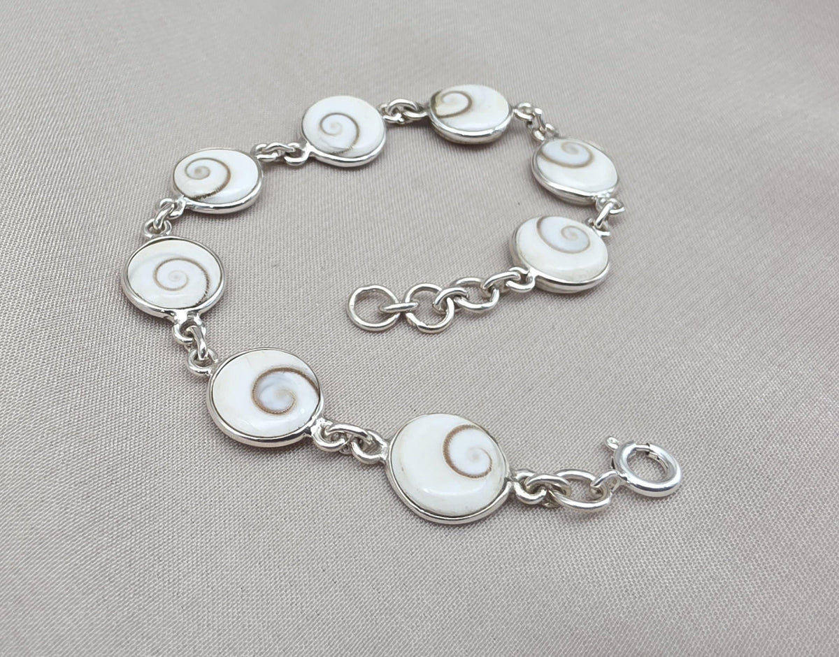 Shiva Eye Bracelet 925 Silver Shell Bracelet Spiritual Protection Jewelry Gift for Her
