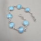 Natural Larimar Handmade  Bracelet : 925 Sterling Silver Blue Gemstone Adjustable Bracelet