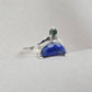Lapis Lazuli Ring 925 Sterling Silver Dual Stone Moss Agate Statement Ring