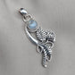 Rainbow Moonstone Silver Pendant: Artisan Floral Leaf Design, Boho Charm