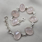 925 Sterling Silver Rose Quartz Natural Gemstone Link Bracelet Handmade Jewelry Gift for Her