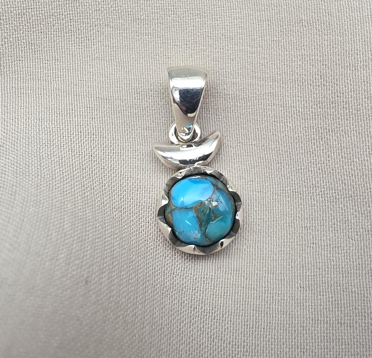 Handmade 925 Sterling Silver Turquoise Pendant: Boho Gemstone Necklace