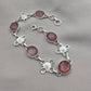 Pink Strawberry Quartz 925 Sterling Silver Bracelet | Handmade Adjustable Gemstone Jewelry Gift for Women