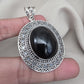 925 Sterling Silver Natural Black Onyx Silver Pendant Oval Cabochon Handmade Gemstone Jewelry