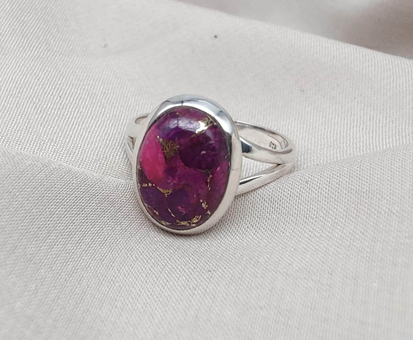 Purple Copper Turquoise Ring: 925 Sterling Silver Jewelry Oval shape Gemstone Ring