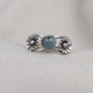 Aquamarine Heart Ring 925 Sterling Silver Floral Boho Ring
