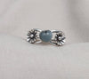 Aquamarine Heart Ring 925 Sterling Silver Floral Boho Ring