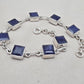 Blue Sapphire Cushion Link Bracelet 925 Sterling Silver Square Faceted Gemstone Bracelet Handmade Jewelry