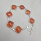 Sterling Silver Carnelian Bracelet, Faceted Gemstone Handmade Jewelry