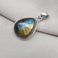 Handmade Labradorite Teardrop Pendant: 925 Sterling Silver Gemstone Necklace