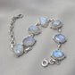 Rainbow Moonstone 925 Sterling Silver Bracelet Natural Oval Link Jewelry