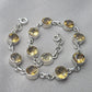 925 Sterling Silver Citrine Bracelet Natural Yellow Gemstone Link Jewelry