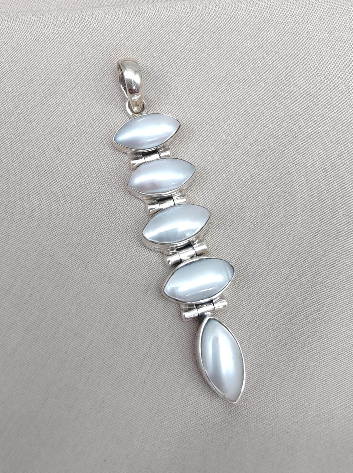 Handmade Pearl Pendant: 925 Sterling Silver Marquise Gemstone