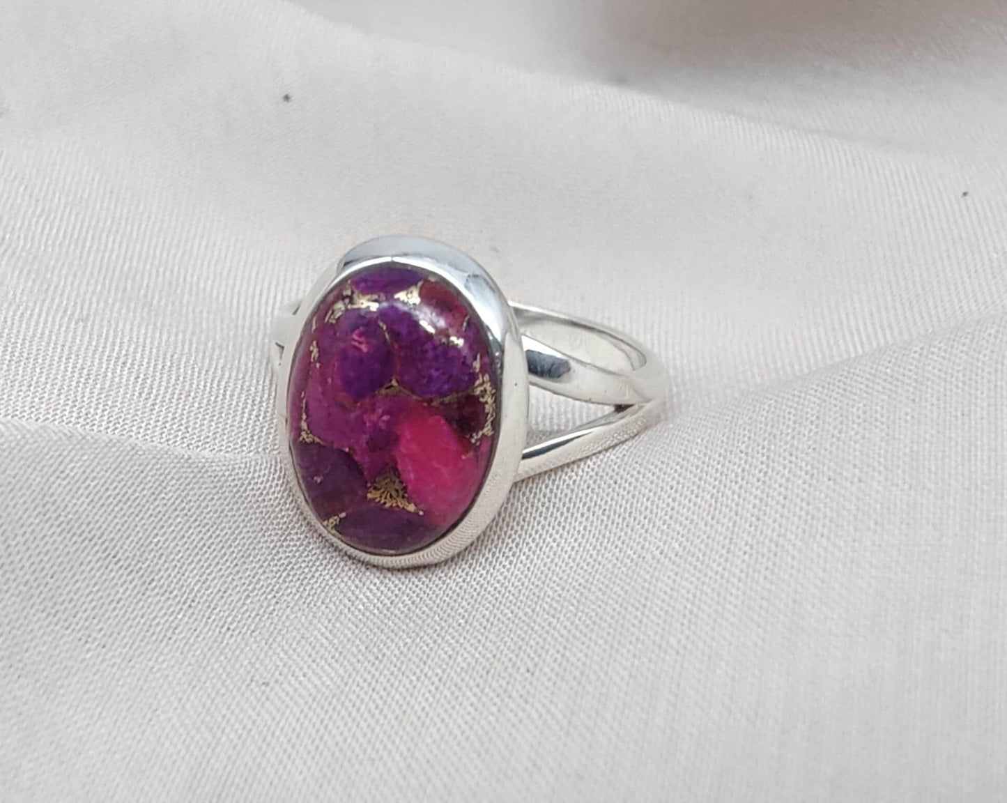 Purple Copper Turquoise Ring: 925 Sterling Silver Jewelry Oval shape Gemstone Ring