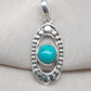 Turquoise Sterling Silver Pendant: Handmade Boho Tribal Necklace