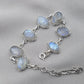 Rainbow Moonstone 925 Sterling Silver Bracelet Natural Oval Link Jewelry