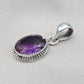 925 Sterling Silver Oval Amethyst Pendant: Healing Crystal Jewelry