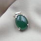 925 Sterling Silver Oval Green Onyx Pendant, Natural Gemstone Charm, Handmade Jewelry