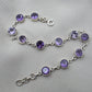 Amethyst 925 Sterling Silver Gemstone Bracelet Natural Purple Gemstone Oval Link Jewelry