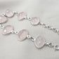 925 Sterling Silver Rose Quartz Natural Gemstone Link Bracelet Handmade Jewelry Gift for Her