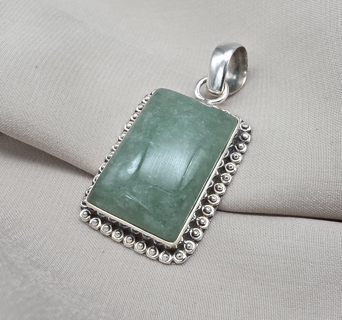 Green Aventurine Pendant 925 Sterling Silver May Birthstone Necklace Healing Heart Chakra Jewelry