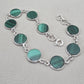 Malachite Bracelet 925 Sterling Silver Round Cabochon Green Gemstone Link Bracelet Handmade Jewelry