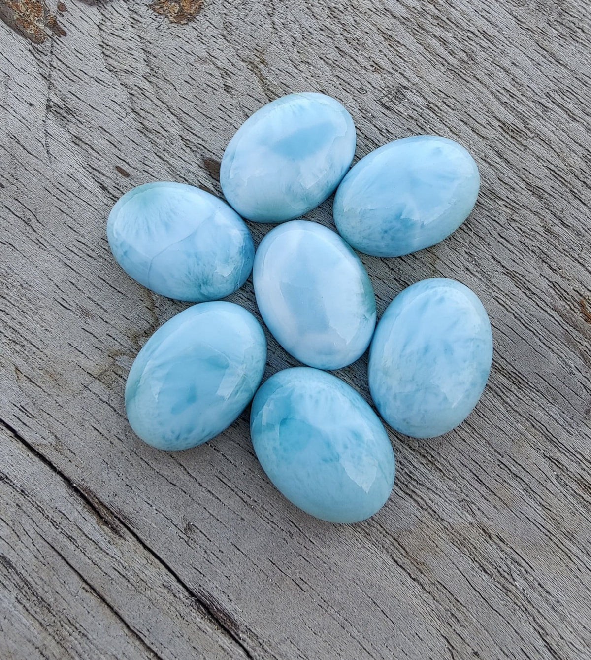 Natural Larimar Oval Shape Cabochon Flat Back Calibrated AAA+ Quality Wholesale Gemstones, All Sizes Available