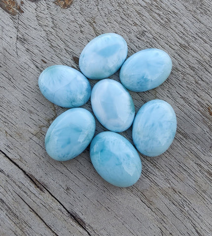 Natural Larimar Oval Shape Cabochon Flat Back Calibrated AAA+ Quality Wholesale Gemstones, All Sizes Available