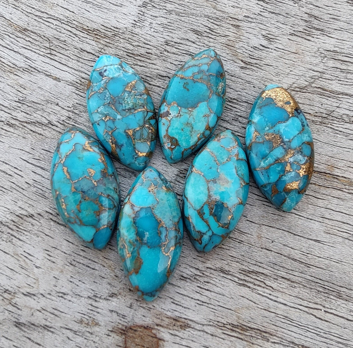 Natural Blue Copper Turquoise Marquise Shape Cabochon Flat Back Calibrated AAA+ Quality Wholesale Gemstones, All Sizes Available