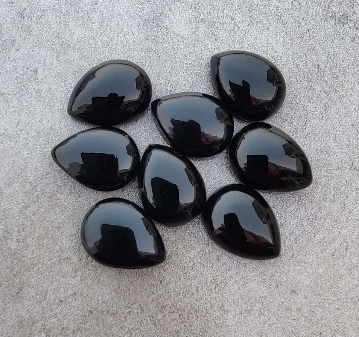 Natural Black Onyx Pear Shape Cabochon Flat Back AAA+ Quality Calibrated Teardrop Shape Wholesale Gemstones, All Sizes Available