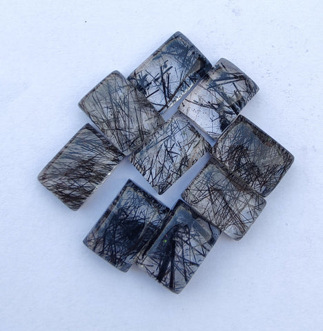 Natural Black Rutile Rectangle Shape Cabochon Flat Back AAA+ Quality Calibrated Wholesale Gemstones, Custom Sizes Available