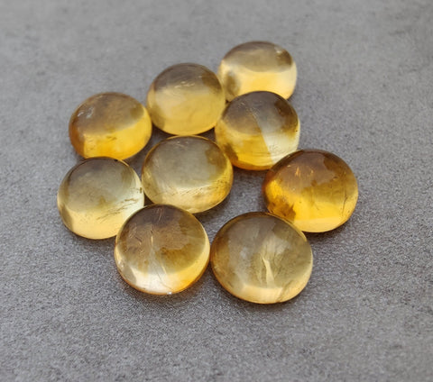 AAA+ Quality Natural Citrine Round Shape Cabochon Flat Back Calibrated Wholesale Gemstones, Custom Sizes Available