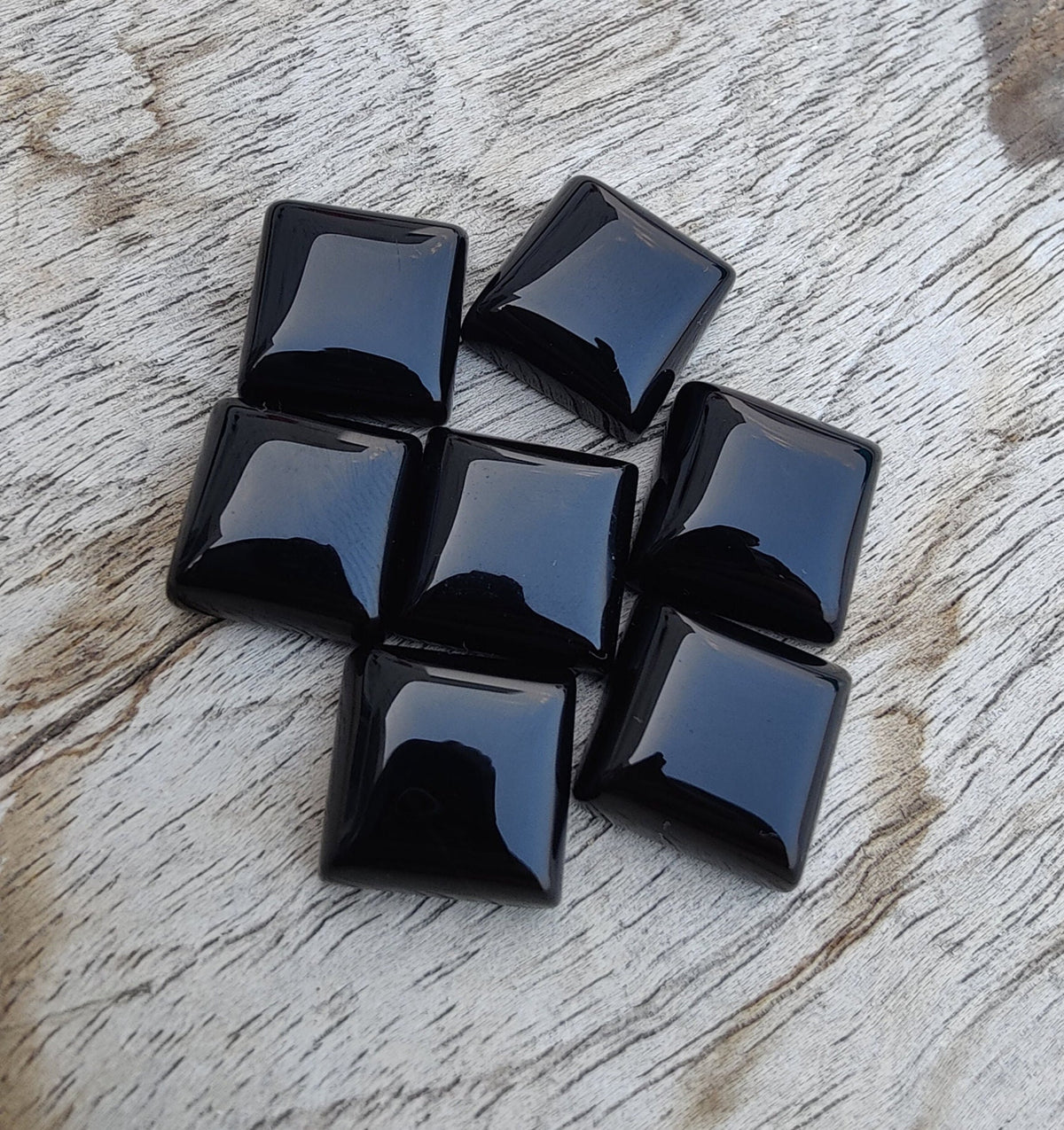 Natural Black Onyx Square Shape Cabochon Flat Back Calibrated AAA+ Quality Wholesale Gemstones, All Sizes Available