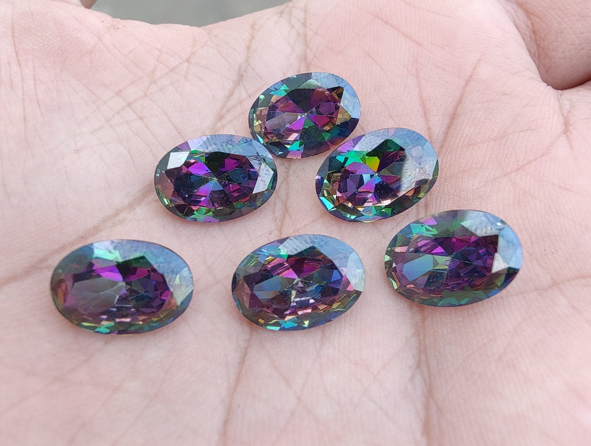 AAA+ Quality Natural Mystic Topaz Oval Shape Faceted Cut Calibrated Wholesale Gemstones, Custom Sizes Available