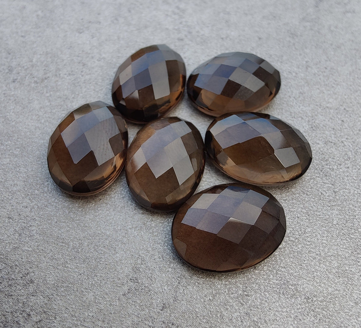 Natural Smoky Quartz Oval Shape Rose Cut Flat Back Calibrated AAA+ Quality Wholesale Gemstones, All Sizes Available