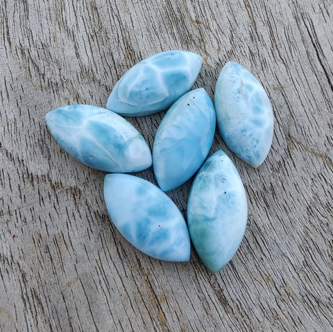 Natural Larimar Marquise Shape Cabochon Flat Back AAA+ Quality Calibrated Wholesale Gemstones, Custom Sizes Available