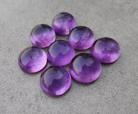 AAA+ Quality Natural Amethyst Round Shape Cabochon Flat Back Calibrated Wholesale Gemstones, All Sizes Available