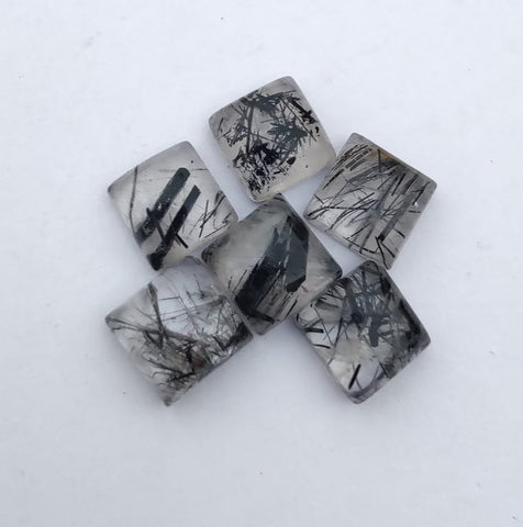 Natural Black Rutile Square Shape Cabochon AAA+ Quality Flat Back Calibrated Wholesale Gemstones, All Sizes Available