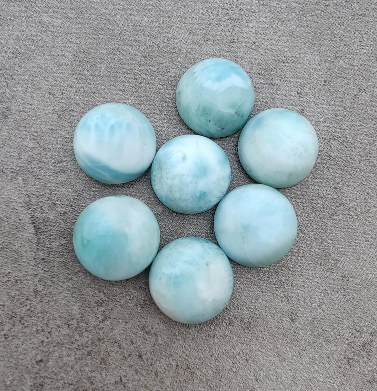 Natural Larimar Round Shape Cabochon Flat Back Calibrated High Quality Wholesale Gemstones, Custom Sizes Available