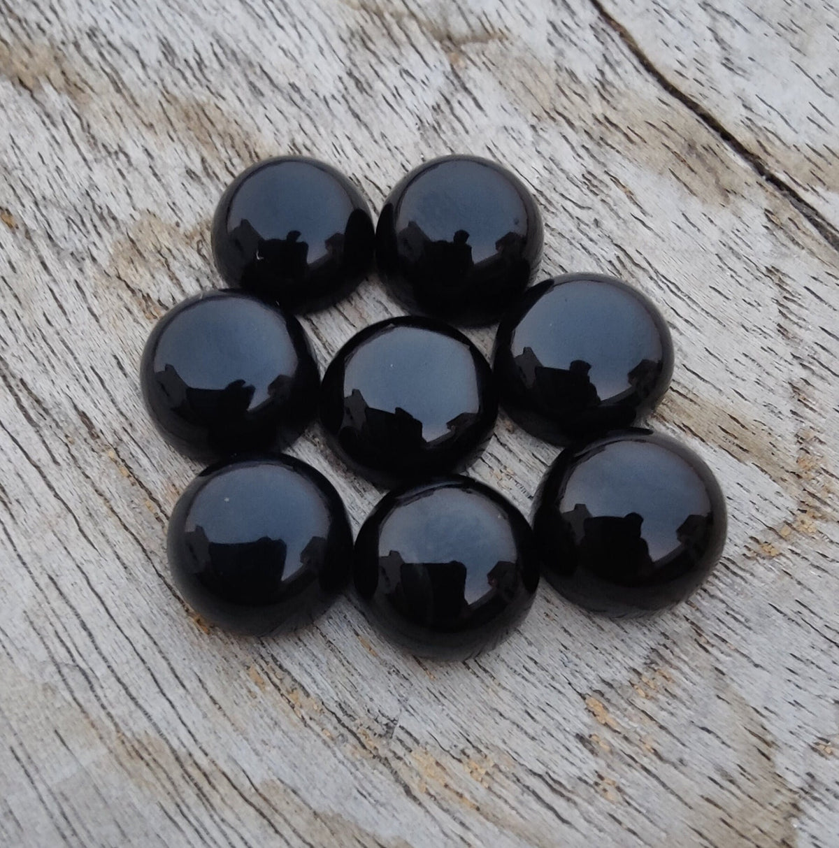 AAA+ Quality Natural Black Onyx Round Shape Cabochon Flat Back Calibrated Wholesale Gemstones, All Sizes Available